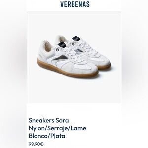 Verbenas Sneakers Sora Nylon/Serraje/Lame Blanco/Plata Made In Spain Reg. $100